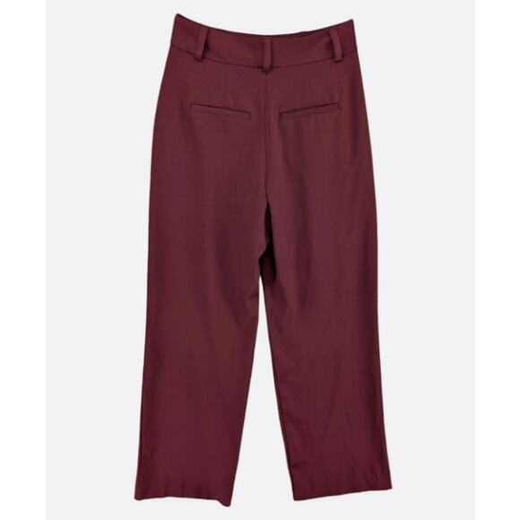 Jason Wu Wide Leg Pants Burgundy Pleated High Rise Slacks Size Large - Picture 2 of 5